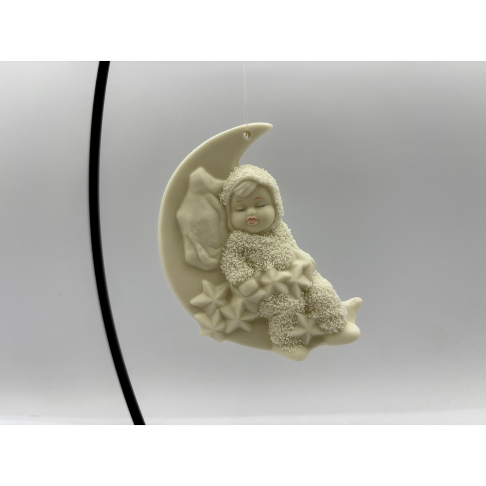 Department 56 1990 Vintage Snowbabies Rock A Bye Baby Bisque Ornament 7939-1